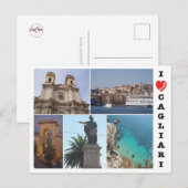 Carte Postale Italie - Sardaigne - Cagliari - I Love (Devant / Derrière)