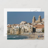 Carte Postale Italie, Sicile, Cefalu, Vue ville avec Duomo de (Devant / Derrière)