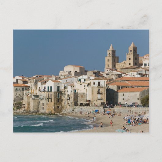 Carte Postale Italie, Sicile, Cefalu, Vue ville avec Duomo de (Devant)