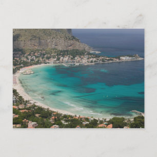 Carte Postale Italie, Sicile, Mondello, Vue de la plage depuis