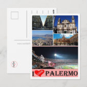 Carte Postale Italie - Sicile - Palerme - I Love - (Devant / Derrière)