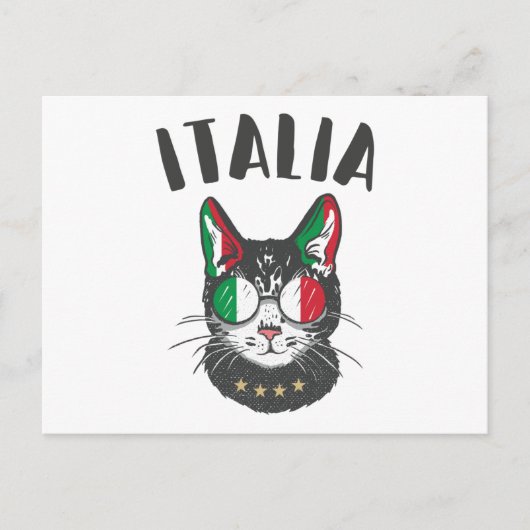Carte Postale Italie Soccer Chat Mascotte drapeau italien (Devant)