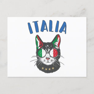 Carte Postale Italie Soccer Chat Mascotte drapeau italien