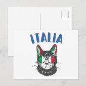 Carte Postale Italie Soccer Chat Mascotte drapeau italien (Devant / Derrière)