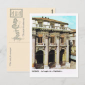 Carte Postale Italie vintage, Vicence, Loggia Capitanie (Devant / Derrière)