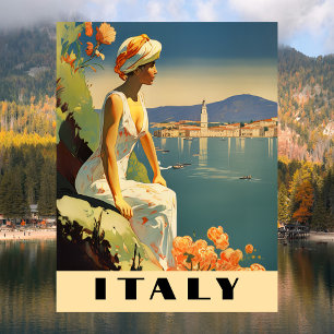 Carte Postale Italie Voyage Rétro Méditerranée Romantique