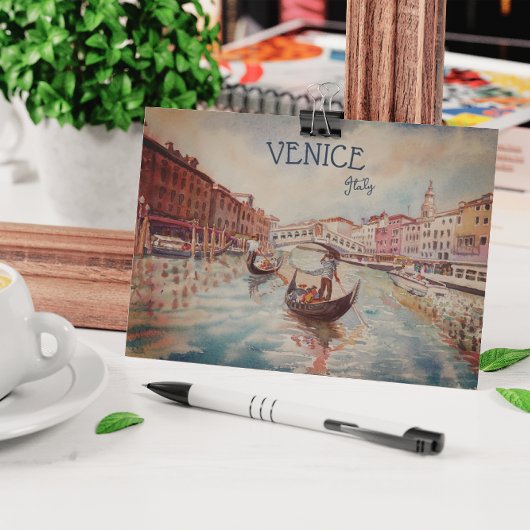 Carte Postale Italie Voyage - VENICE aquarelle souvenir