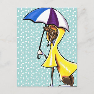 Carte Postale Italien Greyhound Umbrella Crazy