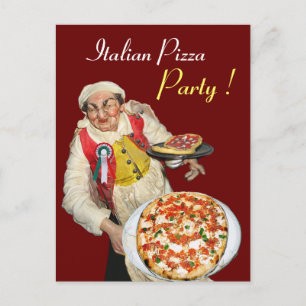 Carte Postale ITALIEN PIZZA PARTY Red Recette