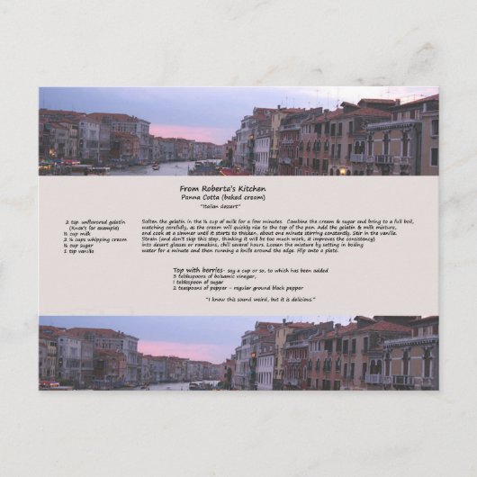 Carte postale Italienne Dessert Recette (Devant)