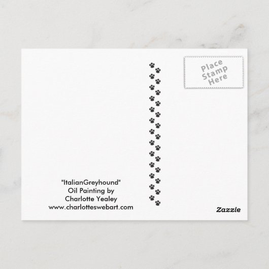 Carte postale italienne Greyhound Original Chien A (Dos)