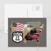 Carte Postale Itinéraire vintage USA 66 (Devant / Derrière)