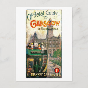 Carte Postale itinéraires de tramway de Glasgow et des environs