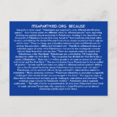 CARTE POSTALE ITISAPARTHEID.ORG BECASUE (Devant)