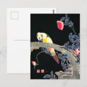 Carte Postale Ito Jakuchu Parrot sur la branche d'une fleur (Devant / Derrière)