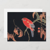 Carte Postale Ito Jakuchu Red Parrot sur la branche Art japonais (Devant / Derrière)