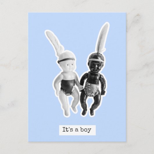 Carte Postale It's a boy - Black and White Doll Indians (Devant)