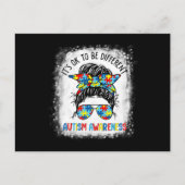 Carte Postale It's Ok To Be Different Autism Awareness Messy Bun (Devant)