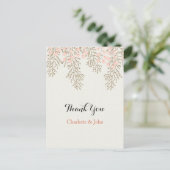Carte Postale ivoire blush or floral Merci notes (Debout devant)