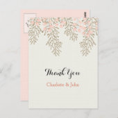 Carte Postale ivoire blush or floral Merci notes (Devant / Derrière)