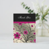 Carte Postale ivoire rose floral merci (Debout devant)