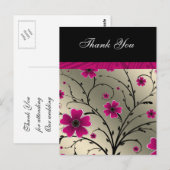 Carte Postale ivoire rose floral merci (Devant / Derrière)