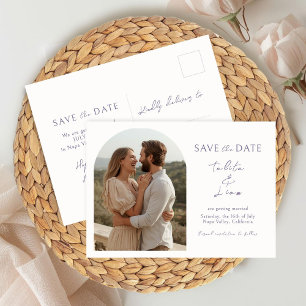 Carte Postale Ivory Mariage script boho lavande