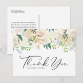 Carte Postale Ivory Peony Flowers et Mariage Rose Merci (Devant / Derrière)