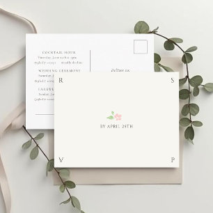Carte Postale Ivory & White Réponse de RSVP de mariage chic