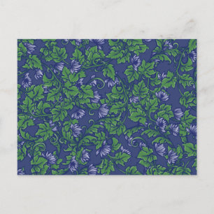 Carte Postale Ivy Blues Motif bleu floral vert terreux art