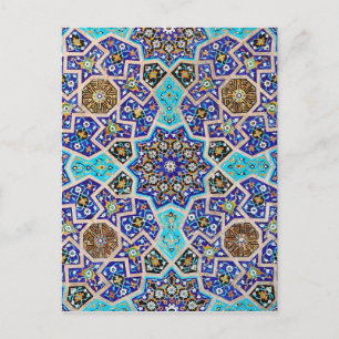 Carte Postale Iznik Floral Ethnic Tribal Turc Mosaïque Poterie