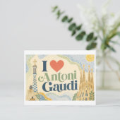 Carte Postale "J'[aime] Antoni Gaudi" (Debout devant)
