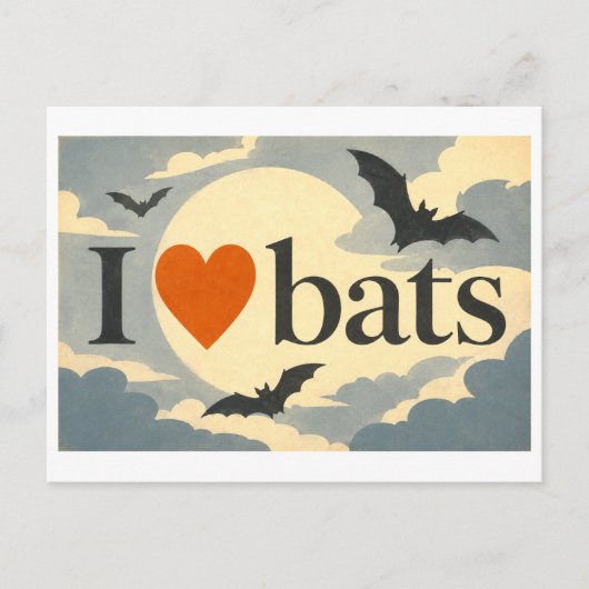 Carte Postale "J'[Aime] Chauves-souris" (Devant)