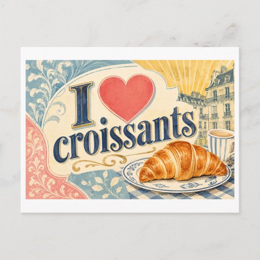 Carte Postale "J'[Aime] Croissants" (Devant)