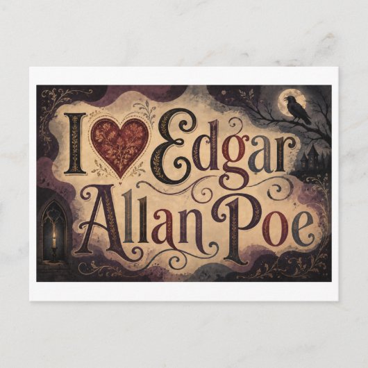 Carte Postale "J'[aime] Edgar Allan Poe" (Devant)
