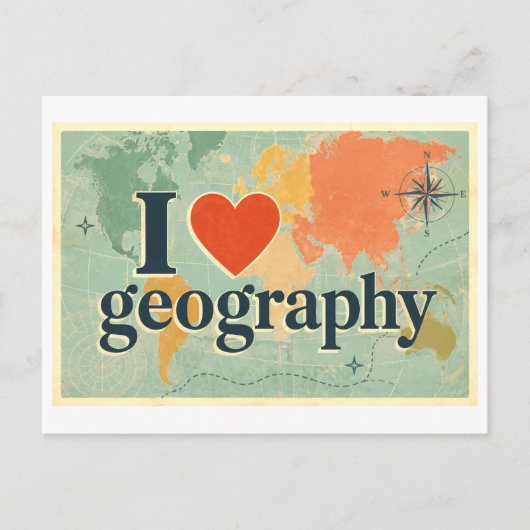 Carte Postale "J'[Aime] Géographie" (Devant)