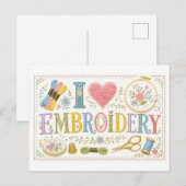 Carte Postale "J'[Aime] la broderie" (Devant / Derrière)