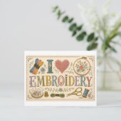 Carte Postale J'[Aime] la Broderie (Debout devant)