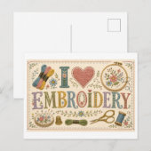 Carte Postale J'[Aime] la Broderie (Devant / Derrière)