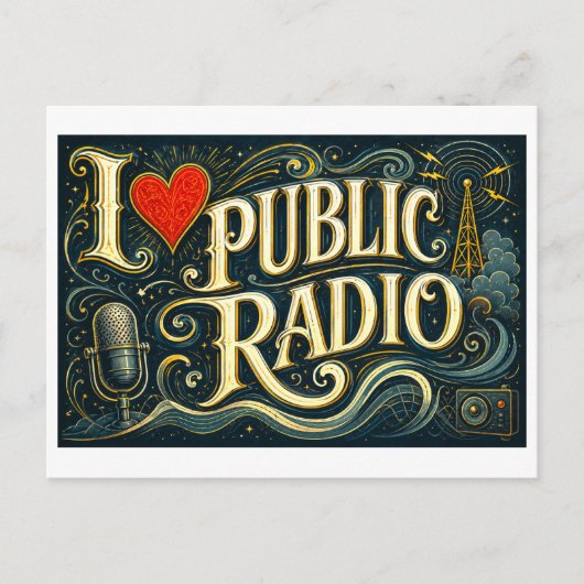 Carte Postale J'[aime] la radio publique (Devant)