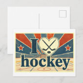 Carte Postale "J'[Aime] Le Hockey" (Devant / Derrière)