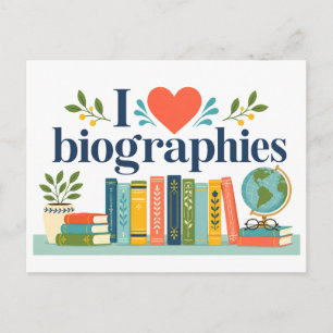 Carte Postale "J'[aime] les biographies"