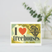 Carte Postale "J'[Aime] Les Cabanes Dans Les Arbres" (Debout devant)