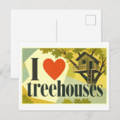 Carte Postale "J'[Aime] Les Cabanes Dans Les Arbres" (Devant / Derrière)