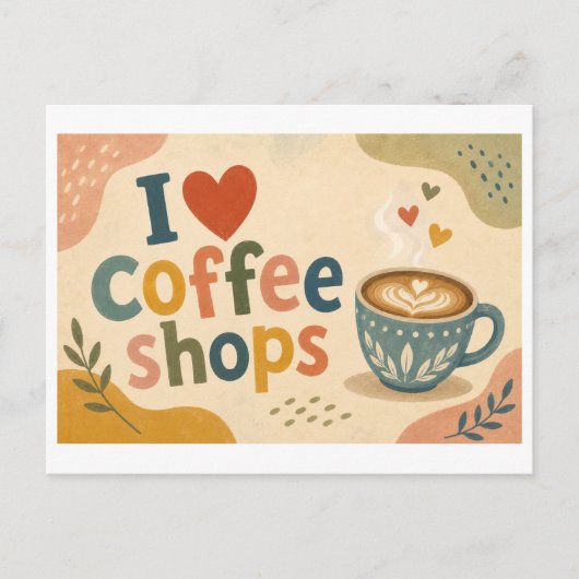 Carte Postale "J'[Aime] Les Cafés" (Devant)