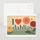 Carte Postale "J'[aime] les dahlias" (Devant / Derrière)