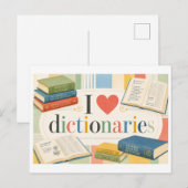 Carte Postale "J'[Aime] les dictionnaires" (Devant / Derrière)