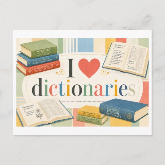 Carte Postale "J'[Aime] les dictionnaires" (Devant)