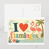 Carte Postale "J'[Aime] Les Flamants" (Devant / Derrière)