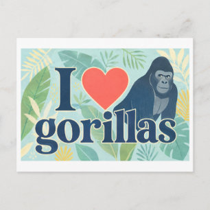Carte Postale "J'[Aime] les Gorilles"